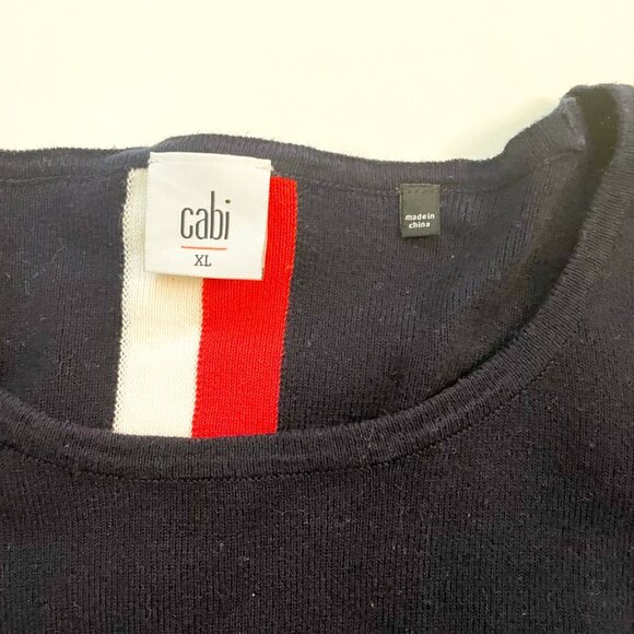 Cabi Hampton Red, White and Blue Short Sleeve Sweater, Size XL - Picture 3 of 5